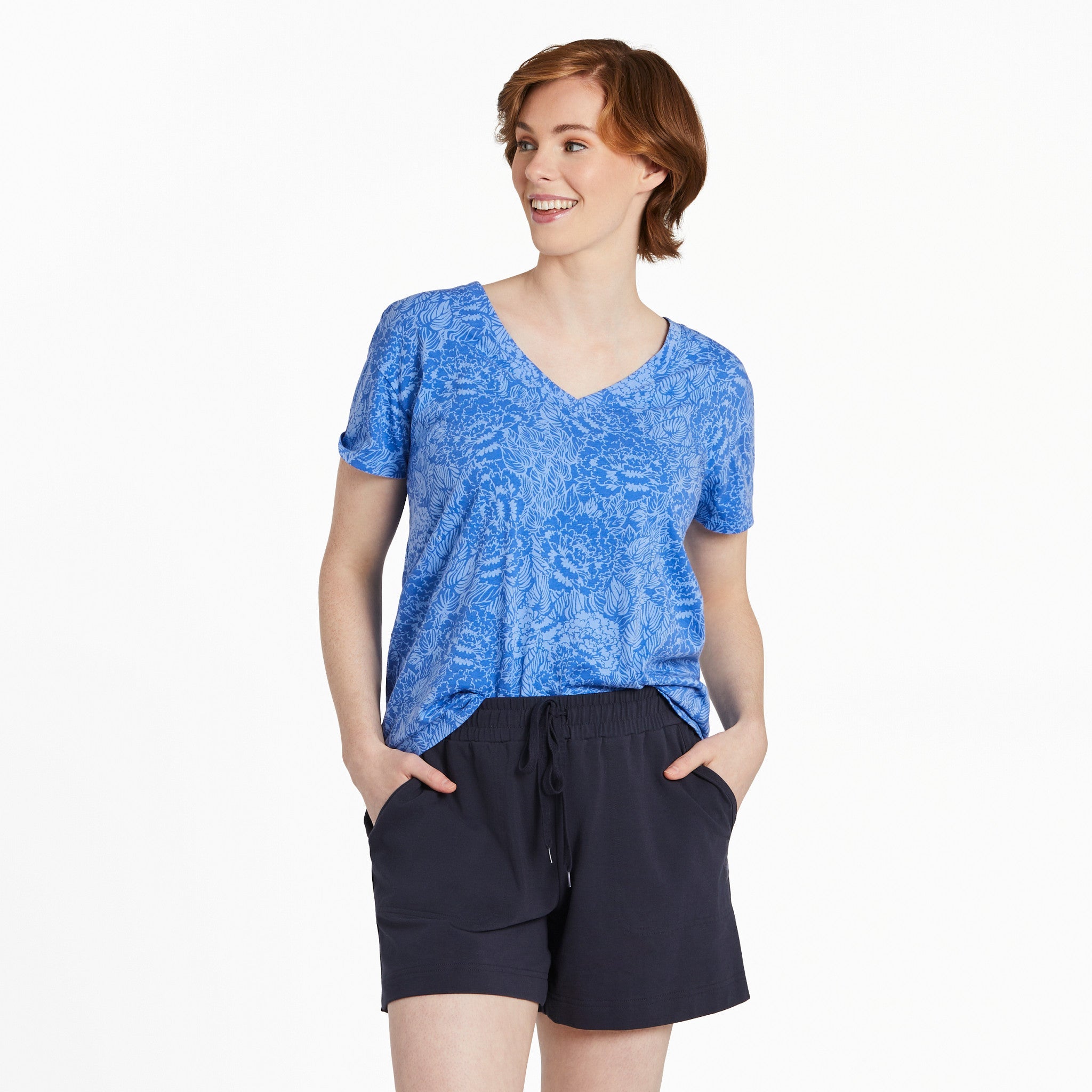 Product image for "Women's Peony Pattern Crusher-LITE Easy Vee" ||119362_1